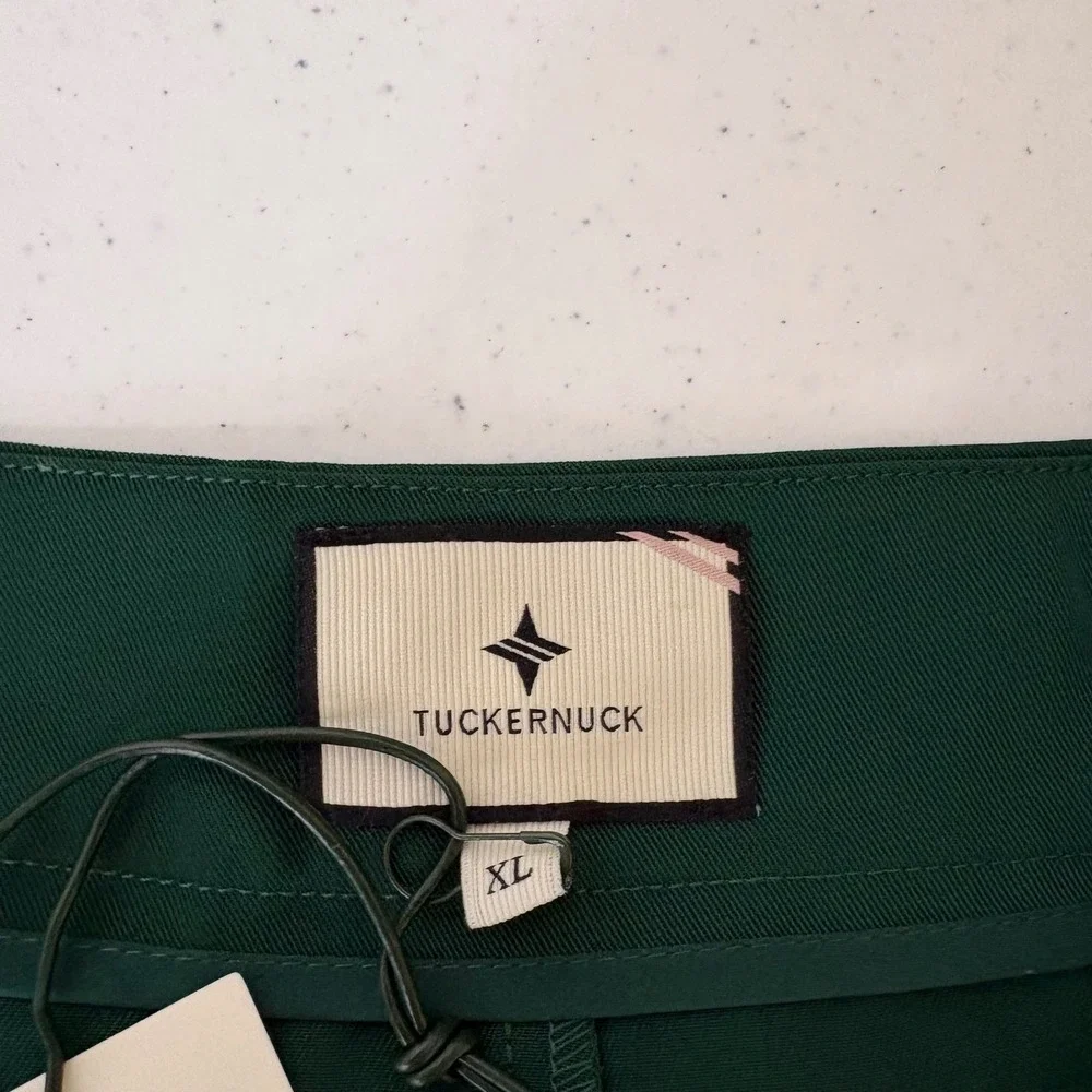Tuckernuck Erin Pants Dark Green Wide Leg High Rise Side Zip Trousers XL NEW